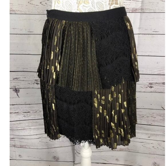 Anthropologie Soho Mini Skirt by Harlyn, pleated tiered in black size medium - Picture 9 of 12